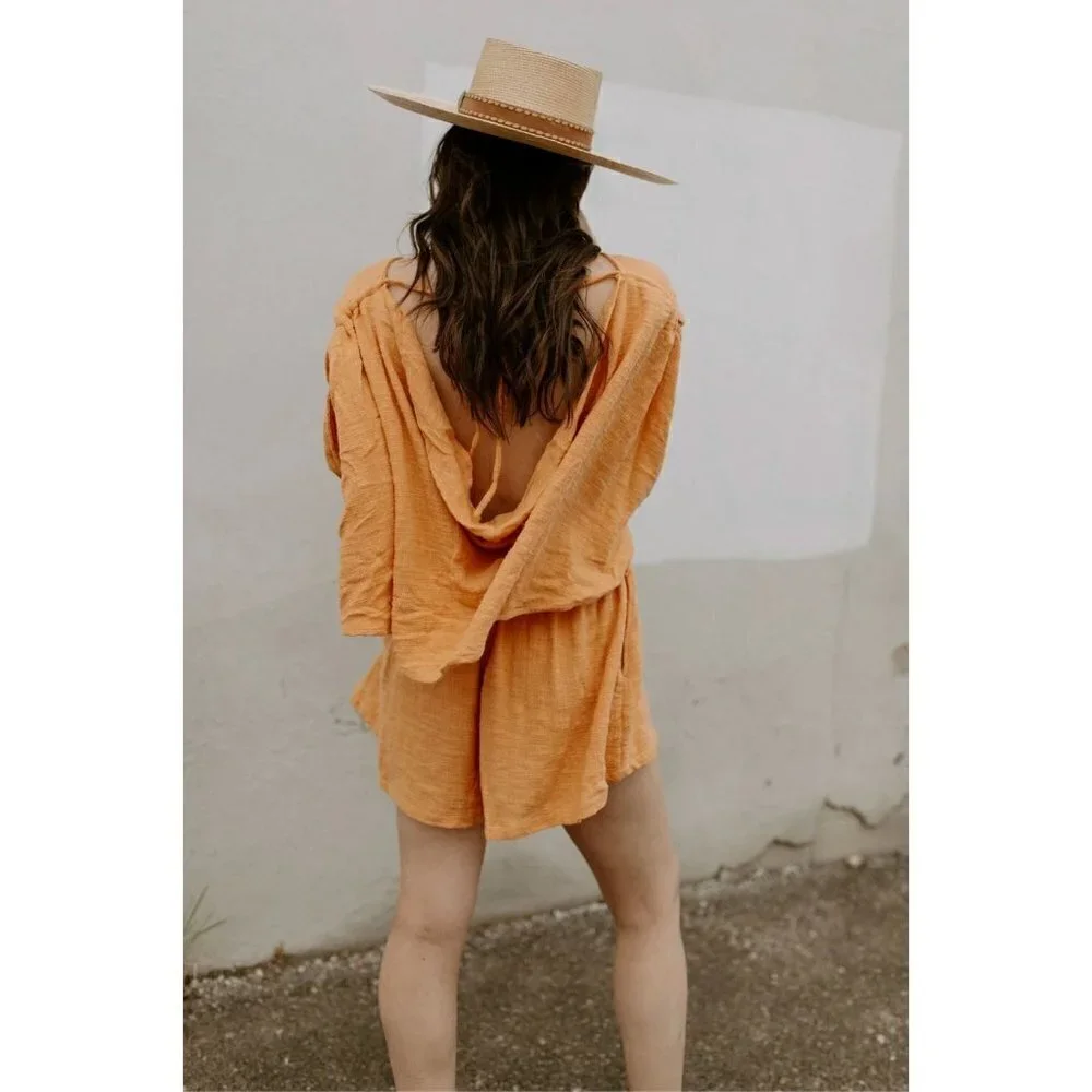 Free People Pietro Romper Suntan Womens Size XS